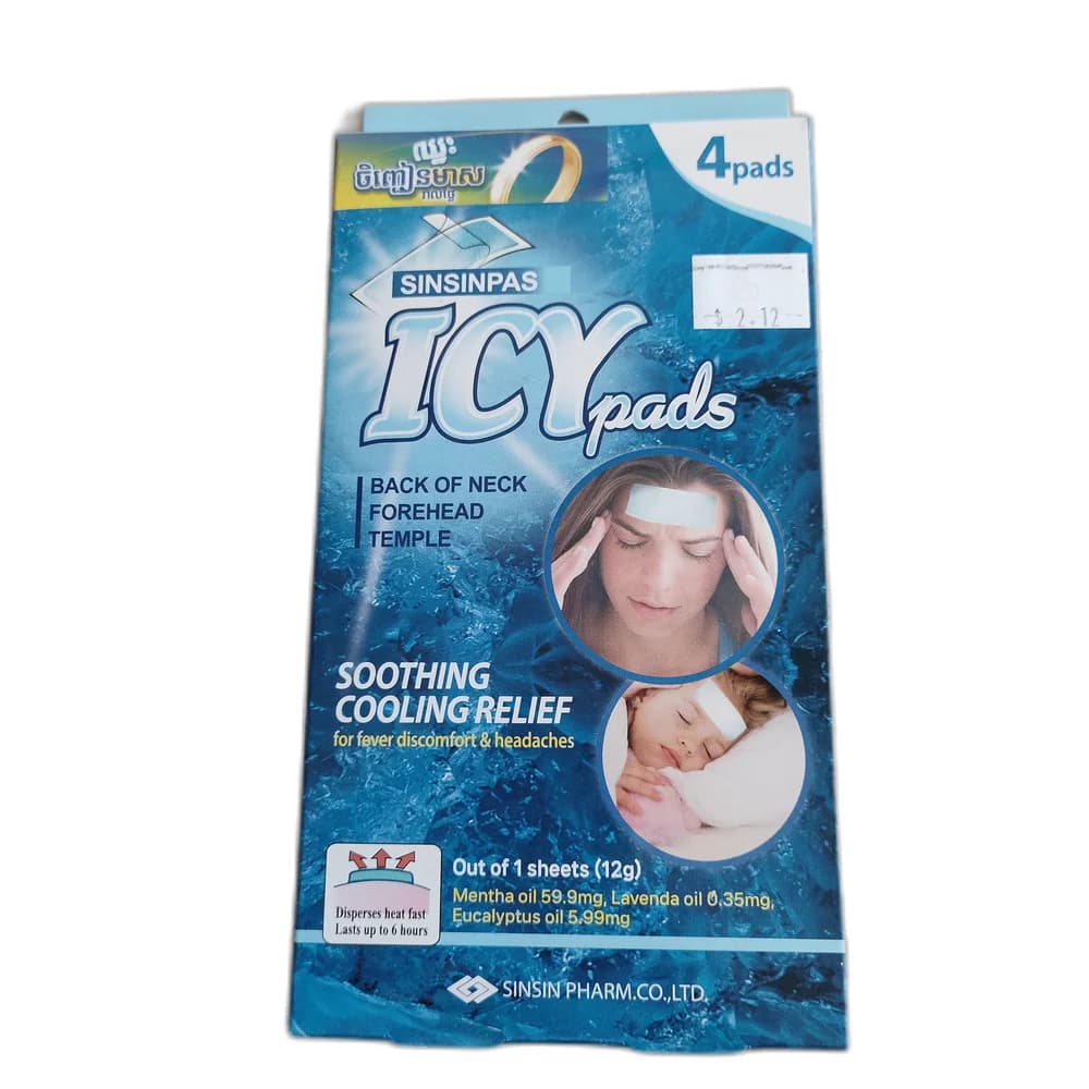 Sinsinpas Icy Pads Soothing Cooling Relief 12 g per sheet