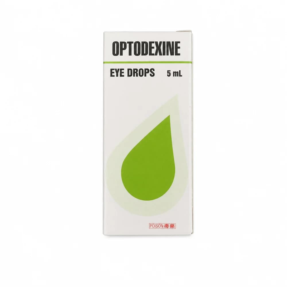 Optodexine Chloramphenicol 5 mg/mL; dexamethasone sodium phosphate 1 mg/mL; tetrahydrozoline hydrochloride 0.25 mg/mL eye drops, 5 mL