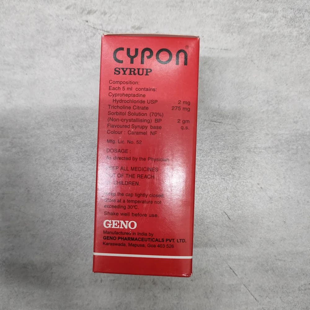 Cypon Syrup 2 mg + 275 mg + 2 gm / 5 mL