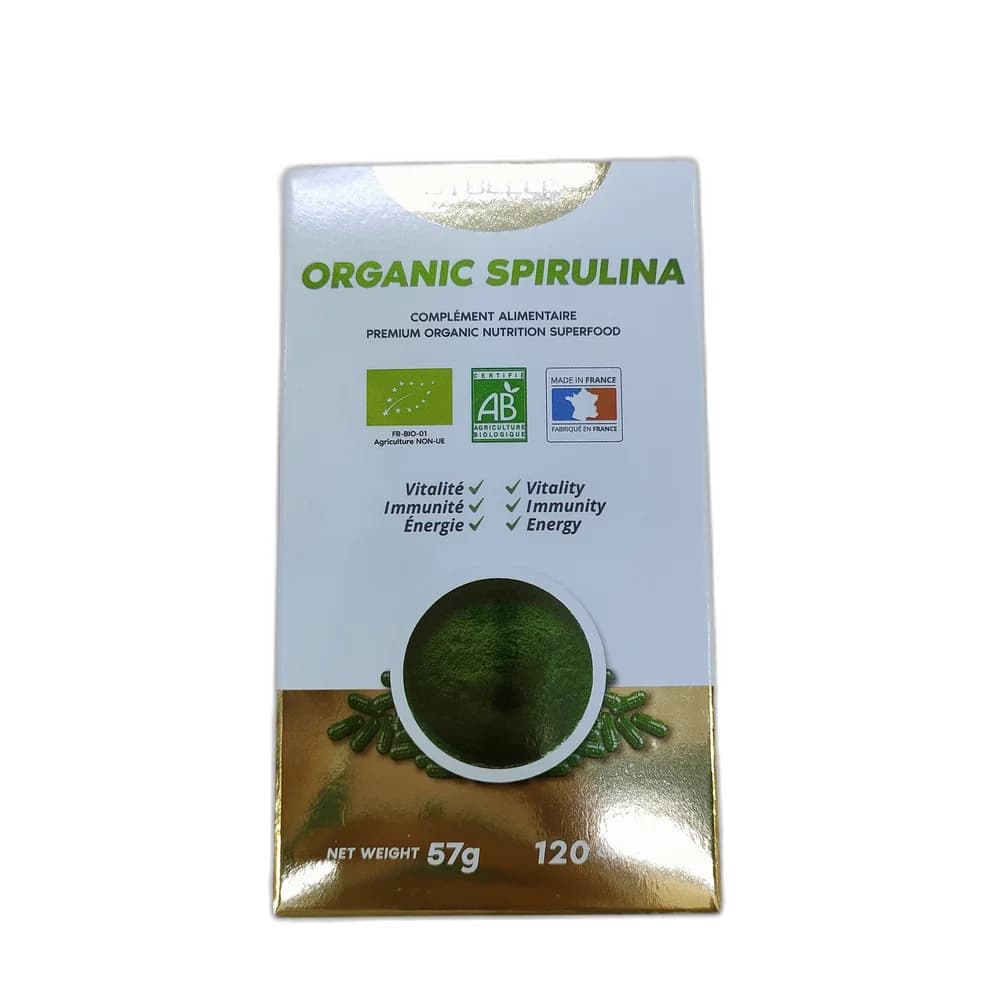 Sybelle Paris Organic Spirulina 120 Plant Capsules 2520 mg per 6 capsules
