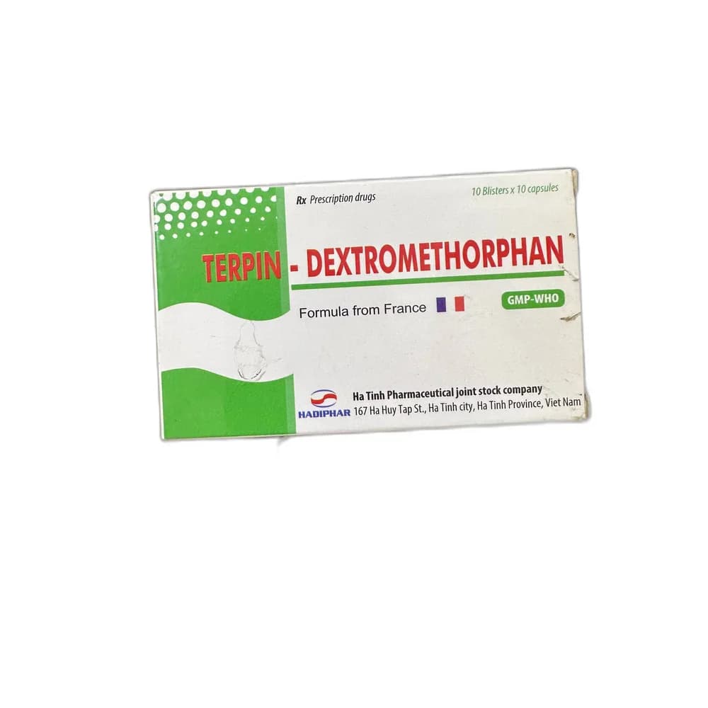 Terpin-Dextromethorphan Terpin hydrate 100 mg / Dextromethorphan hydrobromide 5 mg; 100 capsules