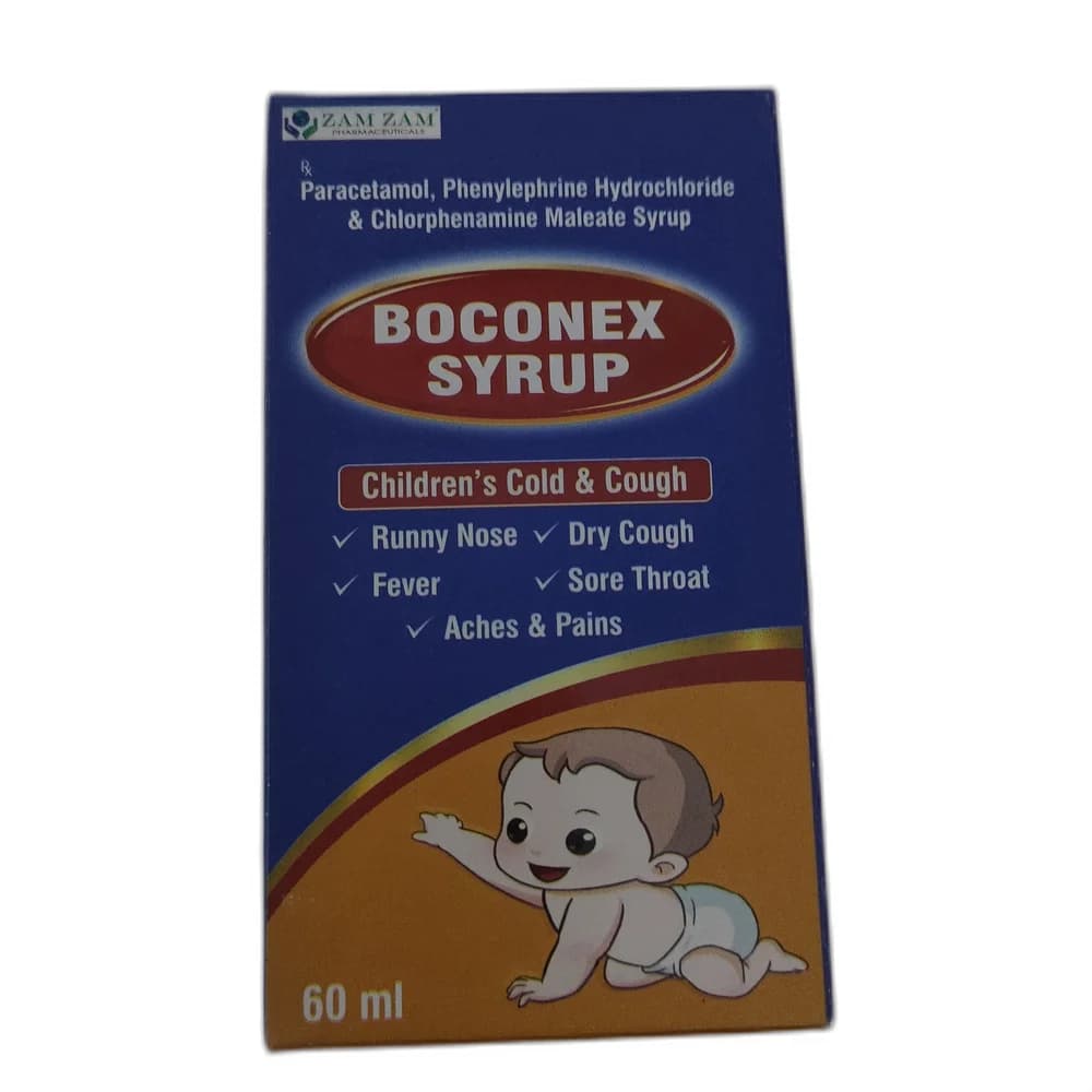 Boconex Syrup 125 mg Paracetamol / 2.5 mg Phenylephrine HCl / 1 mg Chlorphenamine Maleate per 5 ml