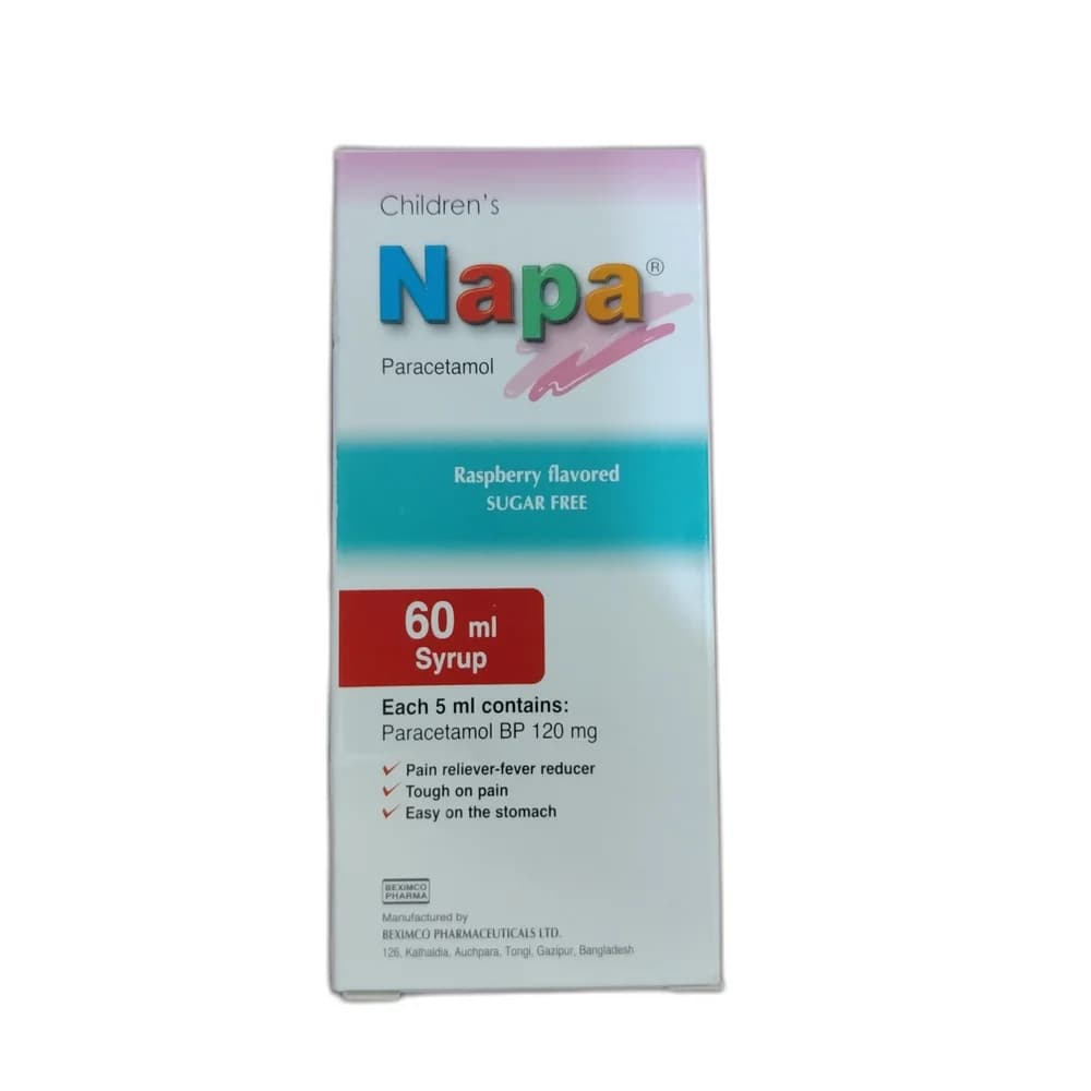 Children's Napa 120 mg per 5 mL (raspberry-flavored, sugar-free syrup; 60 mL bottle)