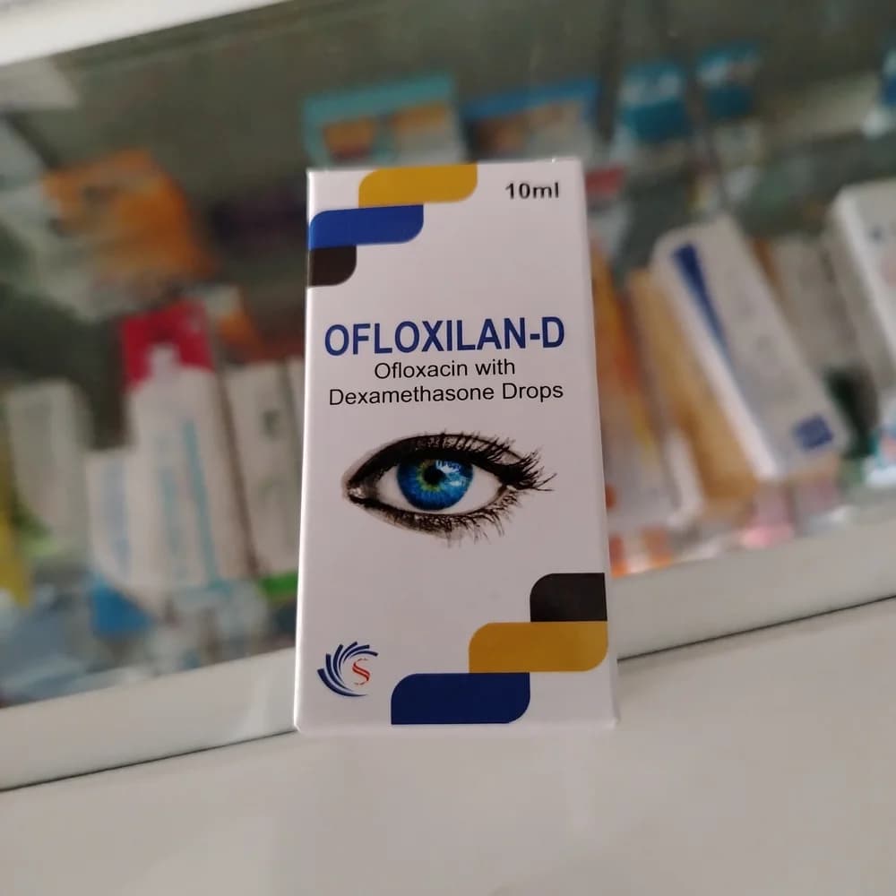 Ofloxilan-D Ofloxacin 0.3% w/v + dexamethasone sodium phosphate equivalent to dexamethasone 0.1% w/v