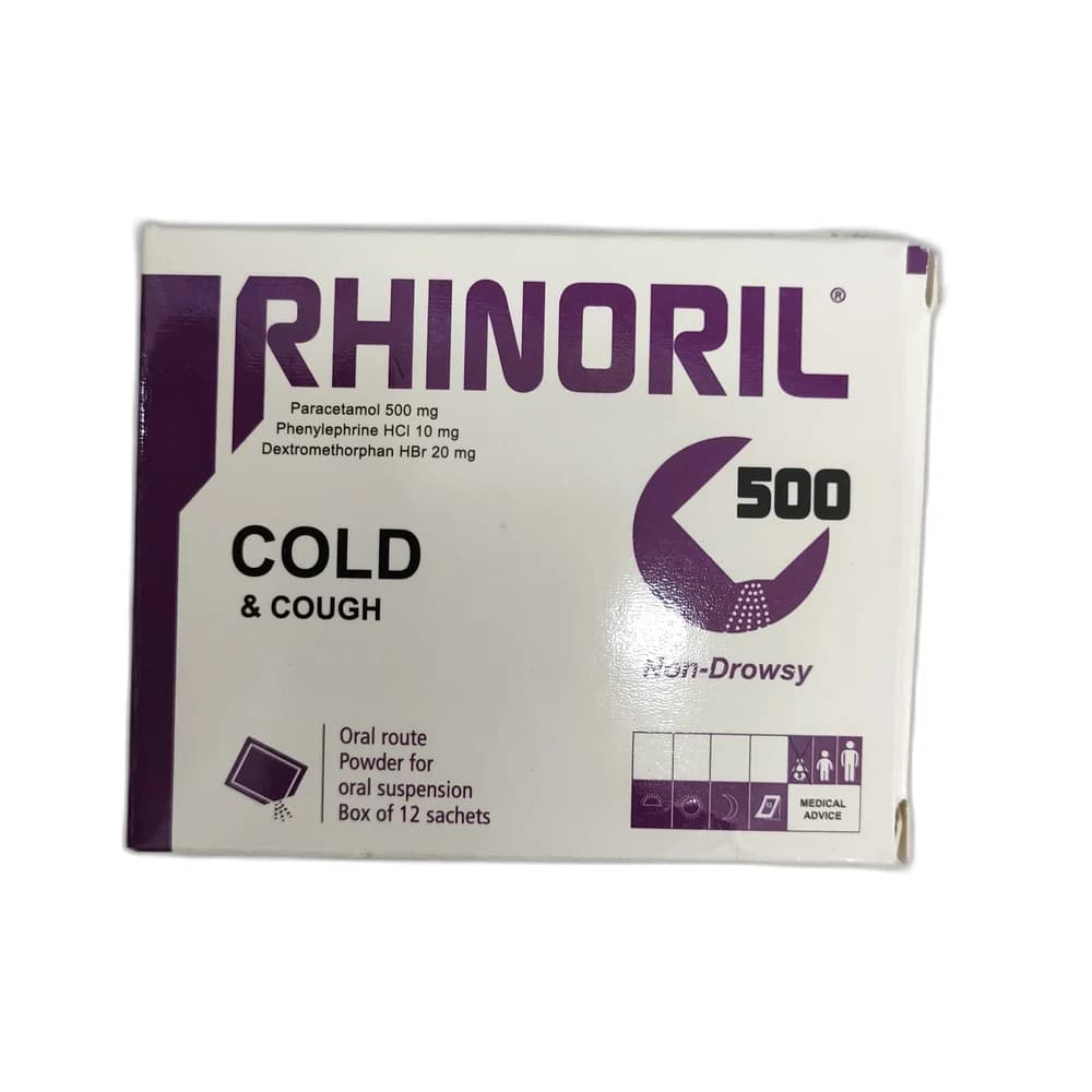 Rhinoril 500 Cold & Cough Paracetamol 500 mg / Phenylephrine HCl 10 mg / Dextromethorphan HBr 20 mg