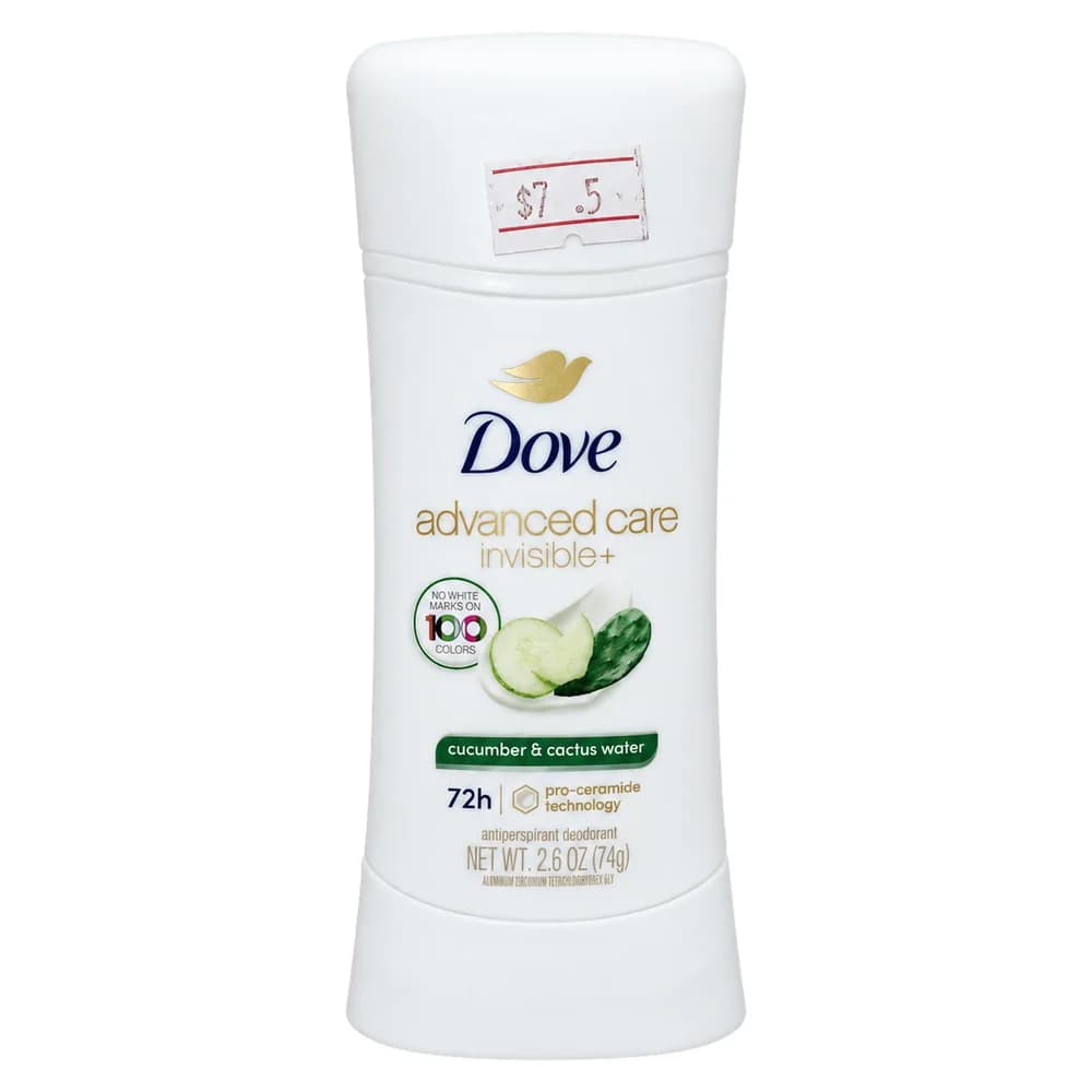 Dove Advanced Care Invisible+ Cucumber & Cactus Water 72H Antiperspirant Deodorant Stick (2.6 oz / 74g) 74 g