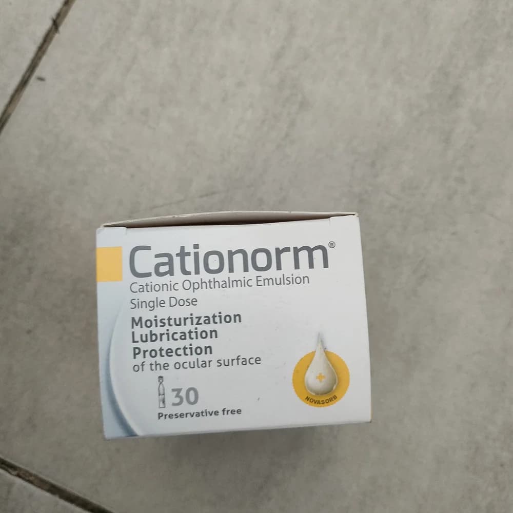 Santen Cationorm Cationic Ophthalmic Emulsion (Single Dose) 1-2 drops in each affected eye as needed; one single-dose container 0.4 mL.