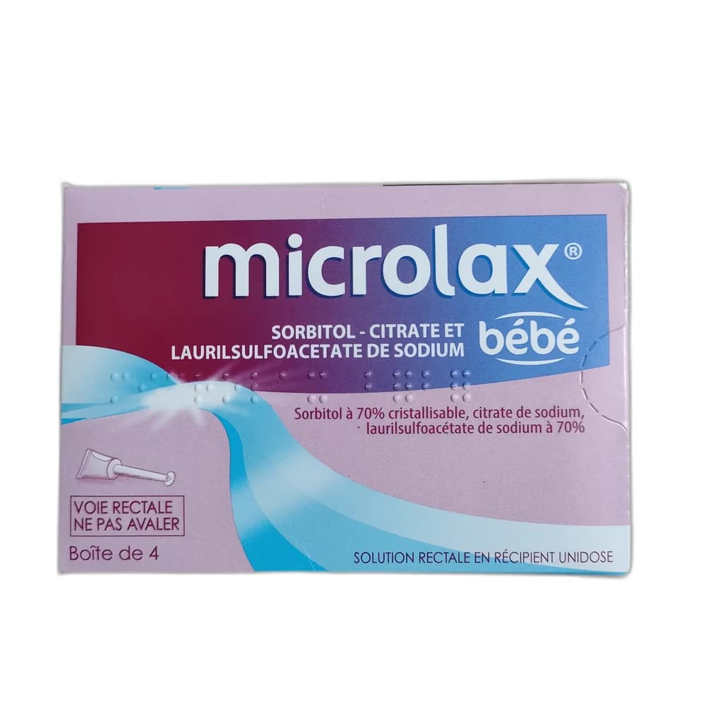Microlax bebe Sorbitol 2.6790 g + Sodium citrate 0.2700 g + Sodium laurilsulfoacetate 0.0387 g per unidose
