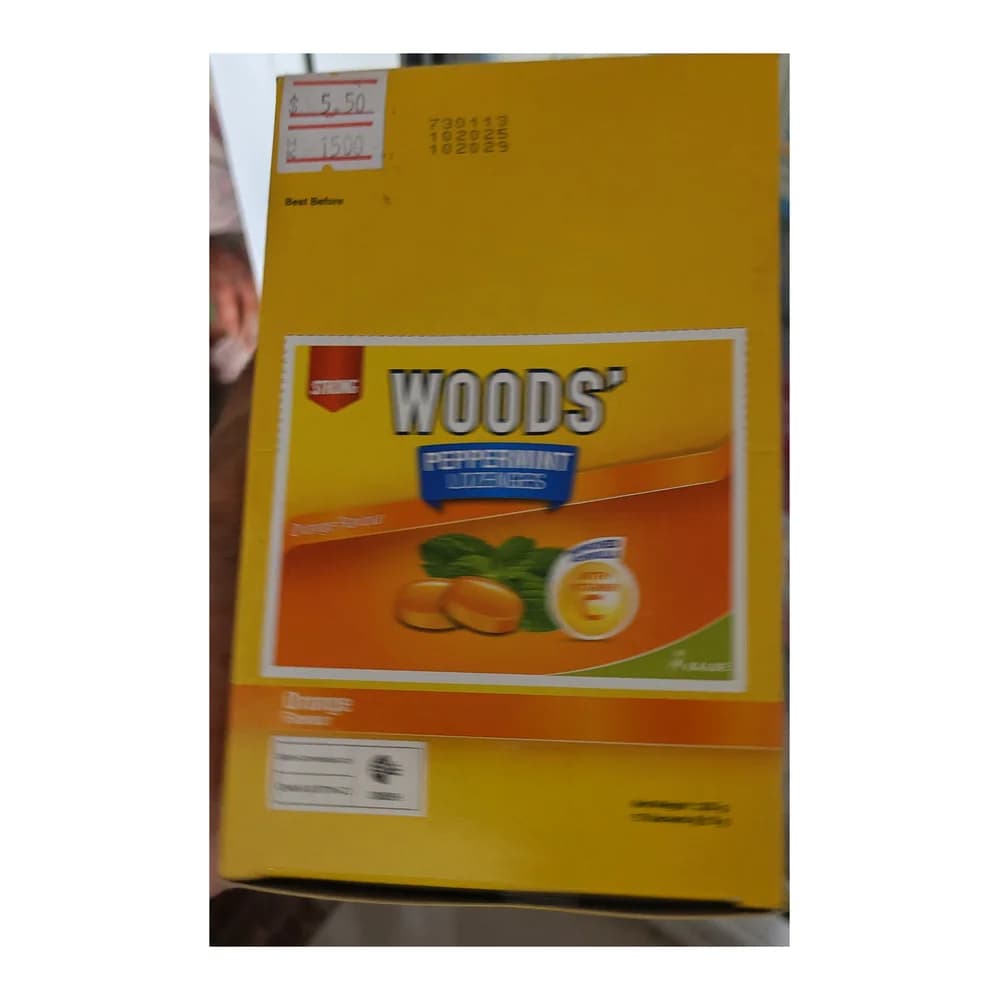 Woods' Peppermint Lozenges Orange Flavour 90.25 mg / 5 mg / 0.75 mg (15 g sachet)