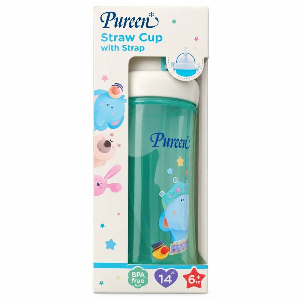 Pureen Straw Cup with Strap 14 oz