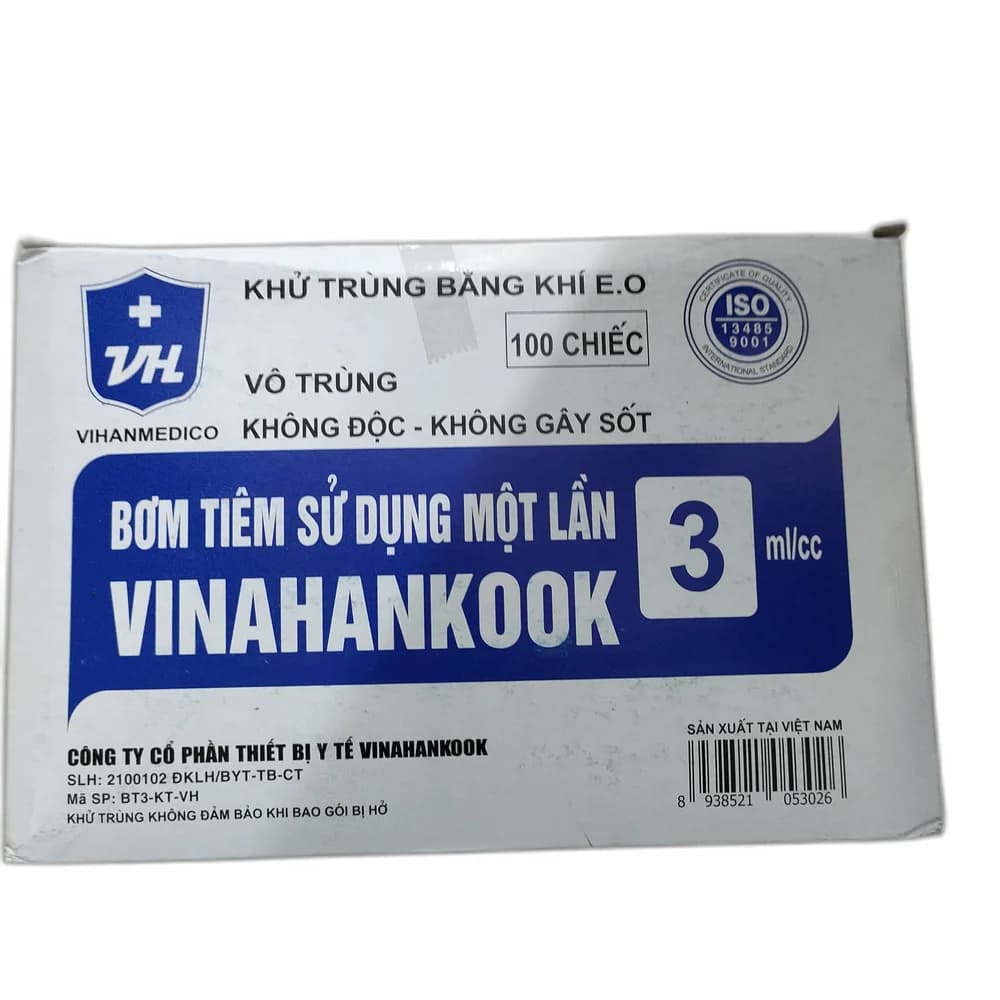Vinahankook Disposable Syringe 3ml 3 ml, needle 25G x 1"