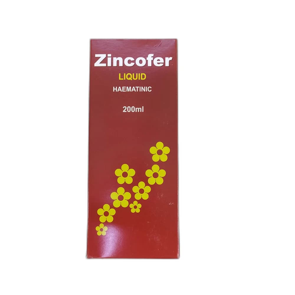 Zincofer Liquid Per 15 mL: 225 mg / 50 mg / 1.5 mg / 7.5 mcg / 44.4 mg