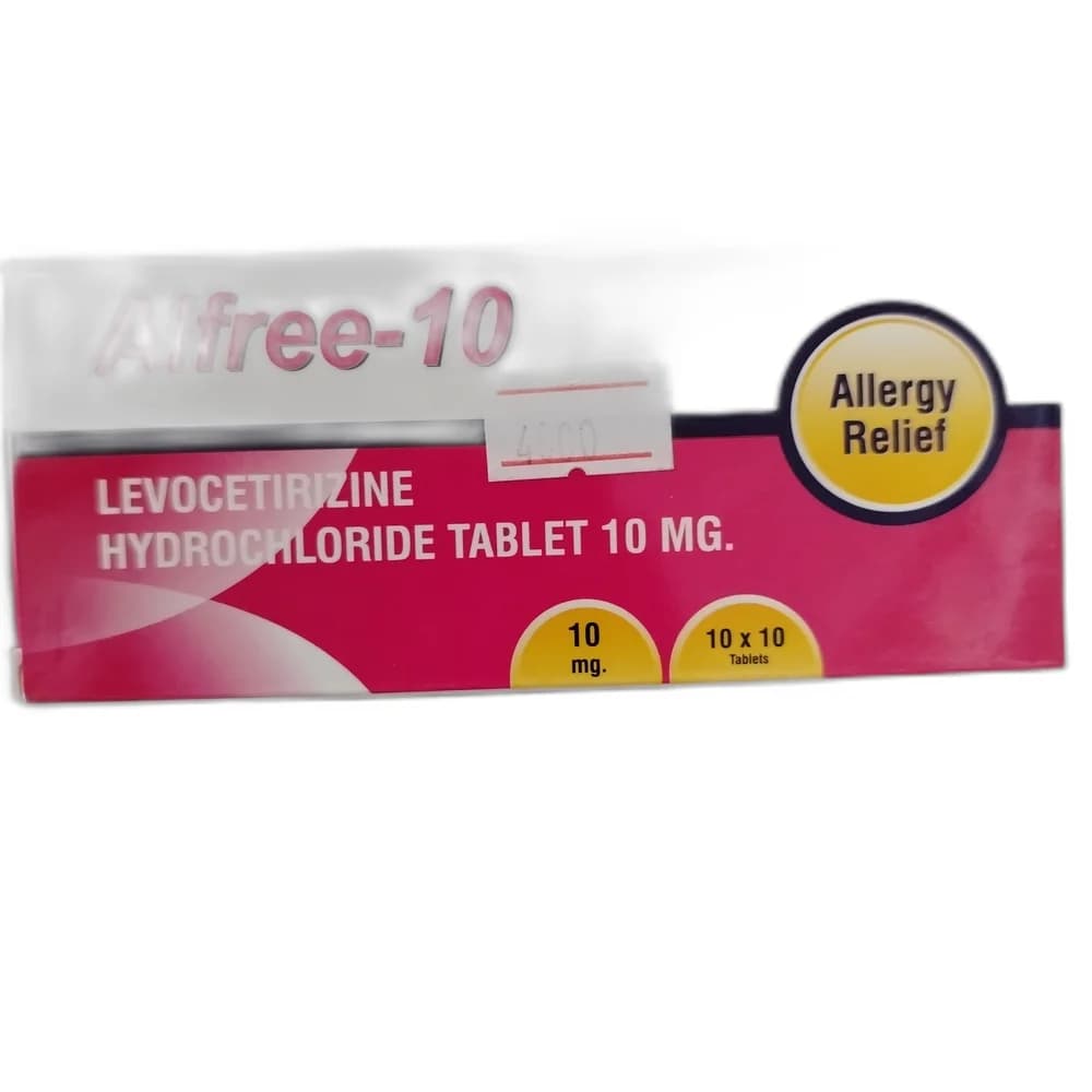 Alfree-10 Levocetirizine HCl 10 mg per film-coated tablet (10 x 10 tablets per box)