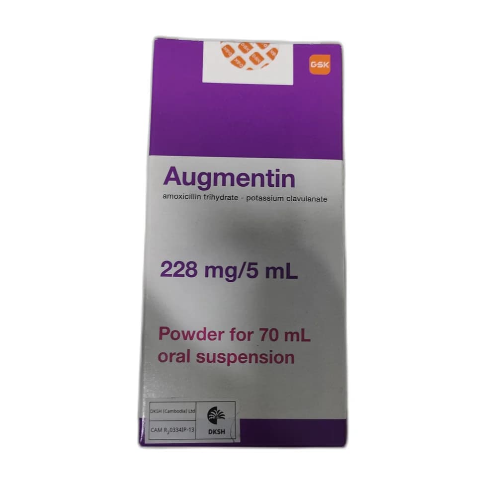 Augmentin 228 mg/5 mL (Amoxicillin 200 mg + Clavulanic Acid 28.5 mg per 5 mL)