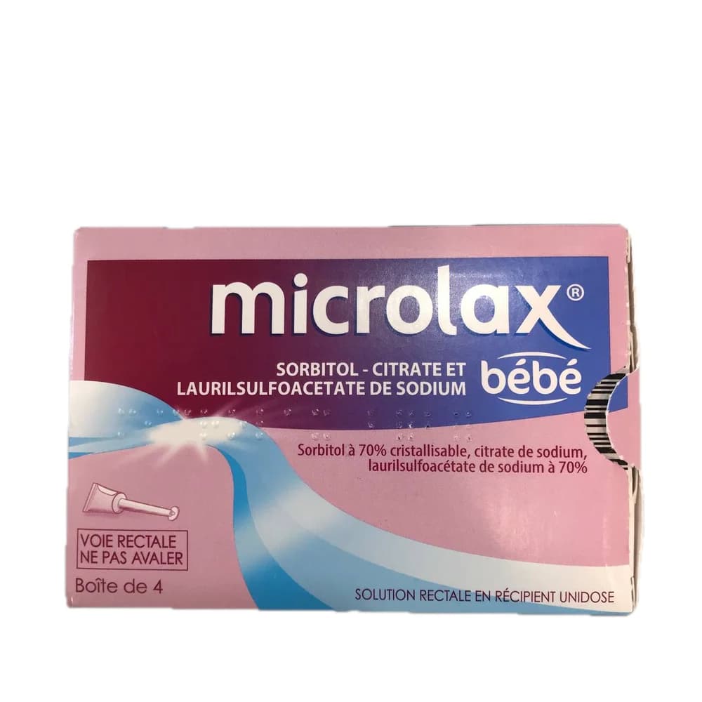 Microlax Bébé 3 ml (sorbitol 70% 2.679 g / sodium citrate 0.27 g / sodium lauryl sulfoacetate 70% 0.0387 g)
