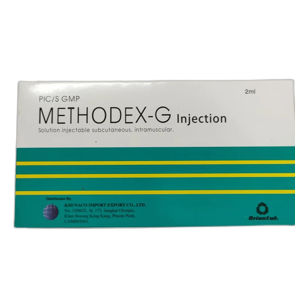 Methodex-G Dextromethorphan 10 mg / Guaiacol glycerin ether 40 mg / Methylephedrine 20 mg / Chlorpheniramine 4 mg per 2 ml