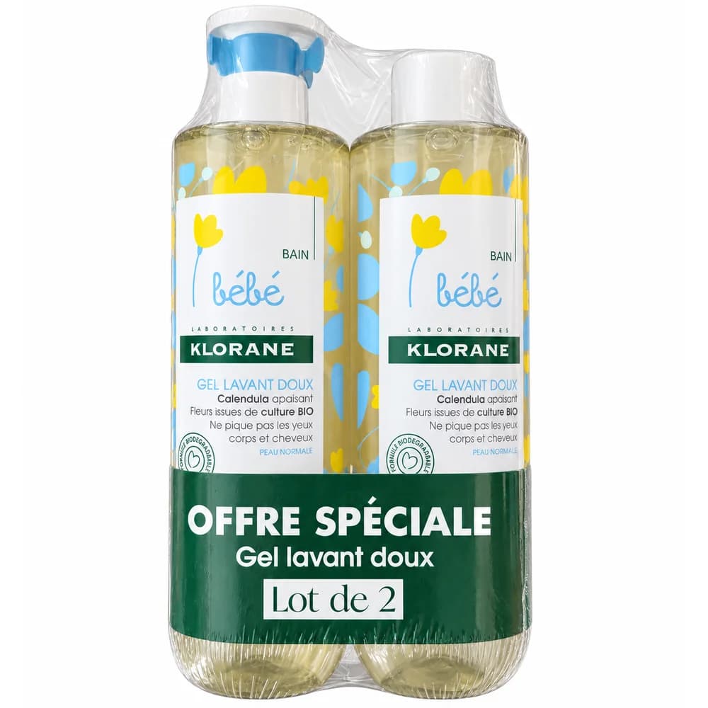 Klorane Bébé Gentle Cleansing Gel 500 ml x 2