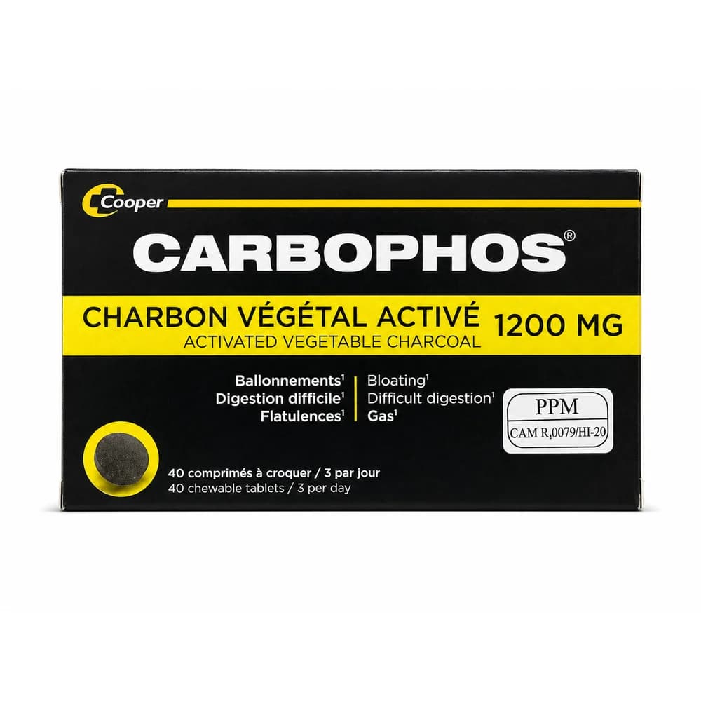 CarboPhos Activated vegetable charcoal 1200 mg chewable tablets