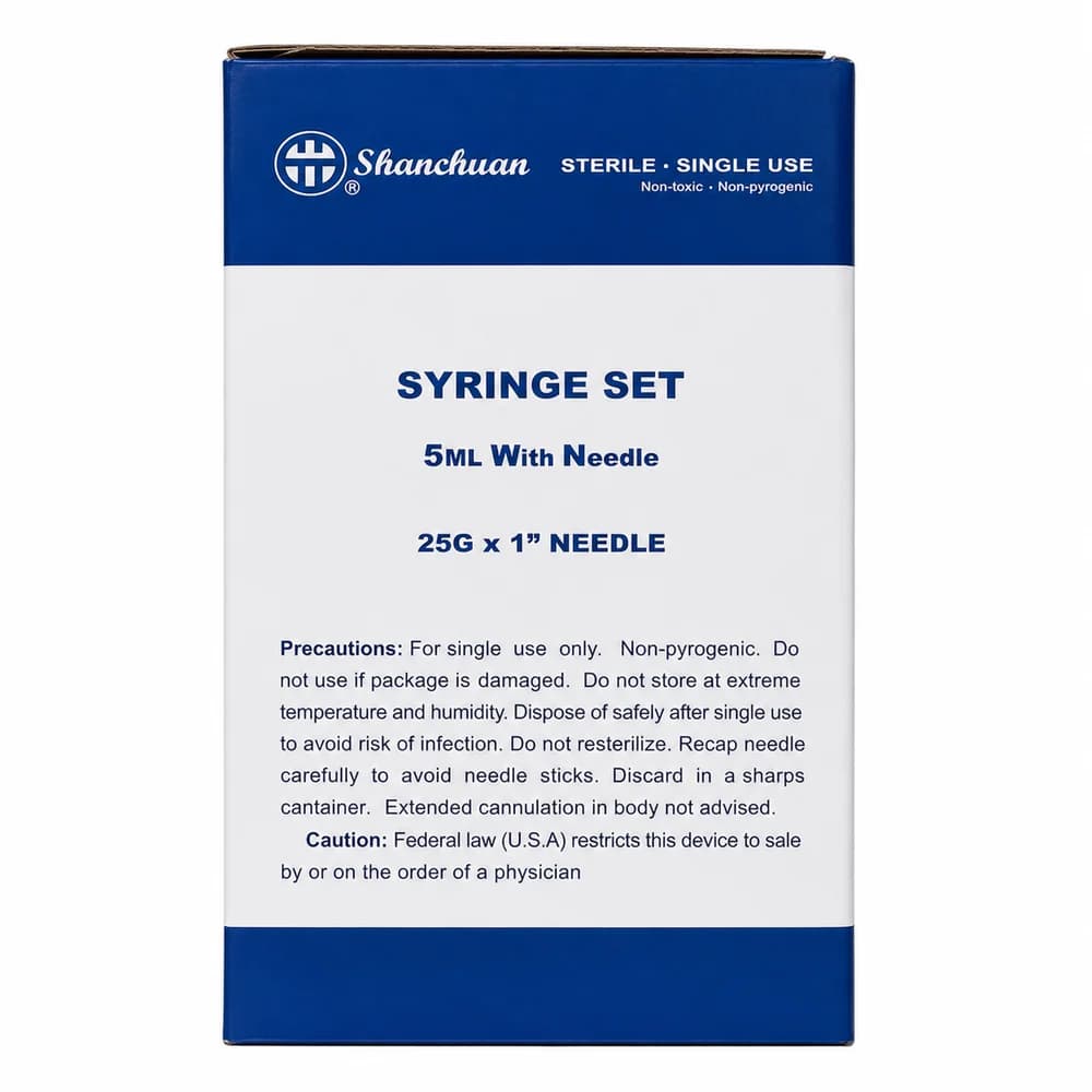 Shanchuan 5 mL syringe with 25G x 1 inch needle