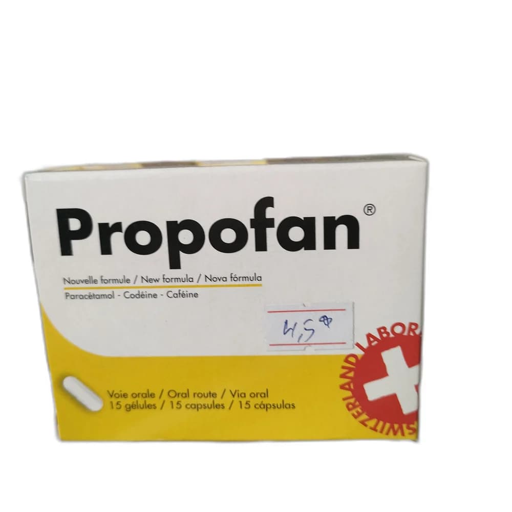 Propofan Paracetamol 400 mg + Codeine phosphate 20 mg + Caffeine 62.5 mg per capsule
