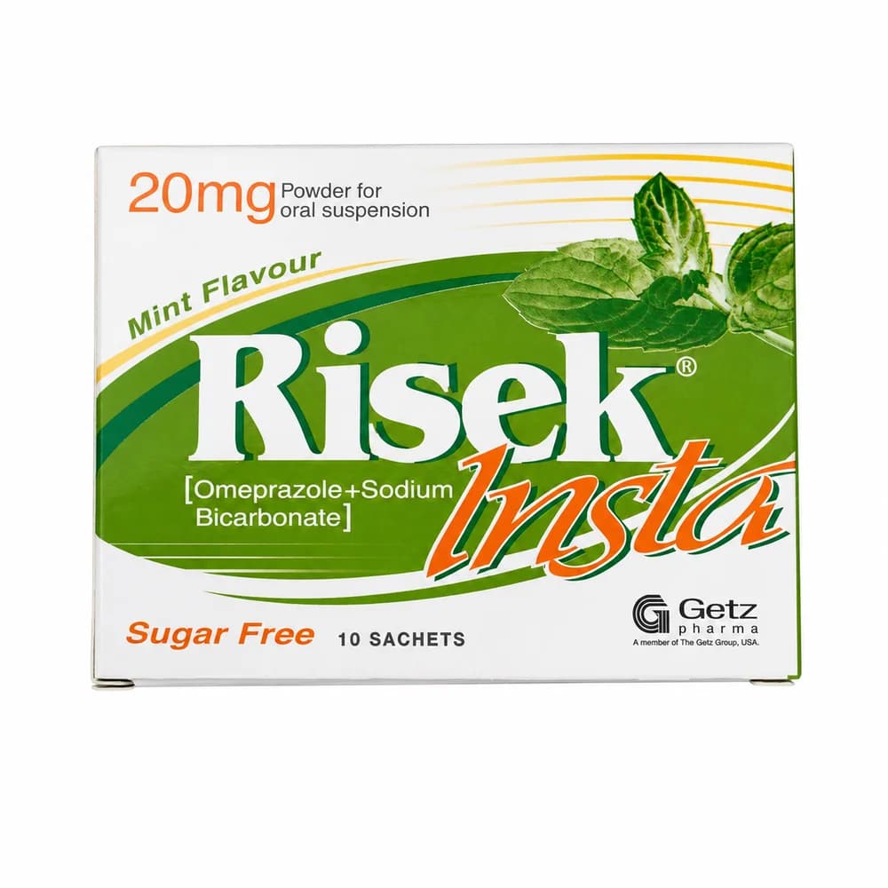 Risek Omeprazole 20 mg + Sodium bicarbonate 1680 mg per sachet