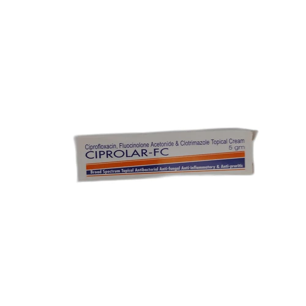 Ciprolar-FC Ciprofloxacin 0.5% + Fluocinolone Acetonide 0.025% + Clotrimazole 1% w/w (5 g)
