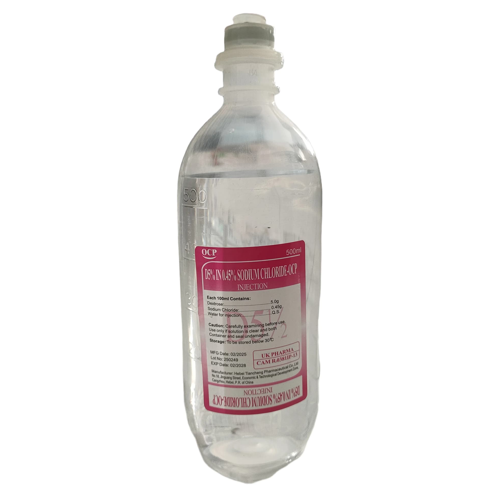 D5% in 0.45% Sodium Chloride OCP 500mL (Dextrose 5g + Sodium Chloride 0.45g per 100mL)