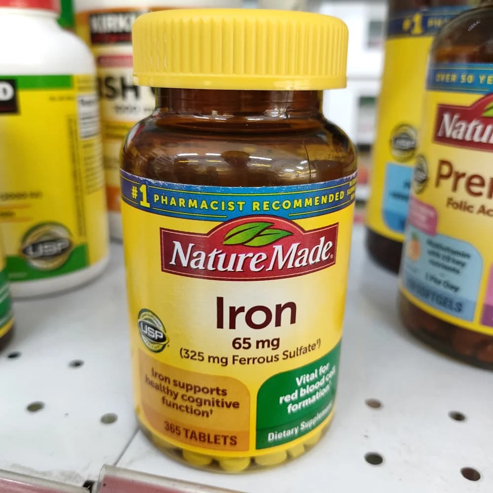 Nature Made Iron 65 mg 1 tablet daily (65 mg elemental iron)