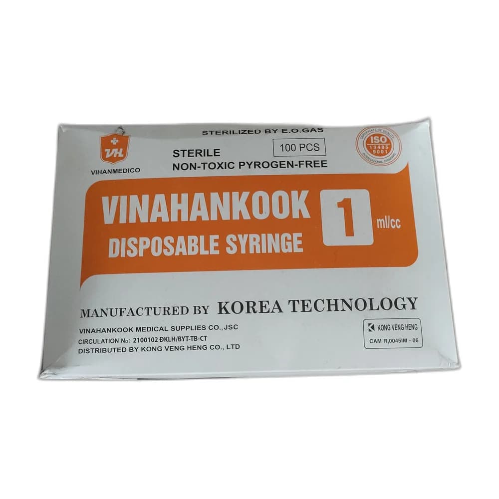 Vinahankook Disposable Syringe 1 mL; 26G × 1/2 in needle