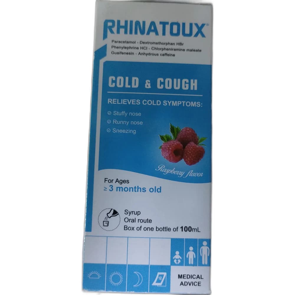 Rhinatoux 50 mg + 2.5 mg + 0.436 mg + 11.665 mg + 6.665 mg per 5 ml