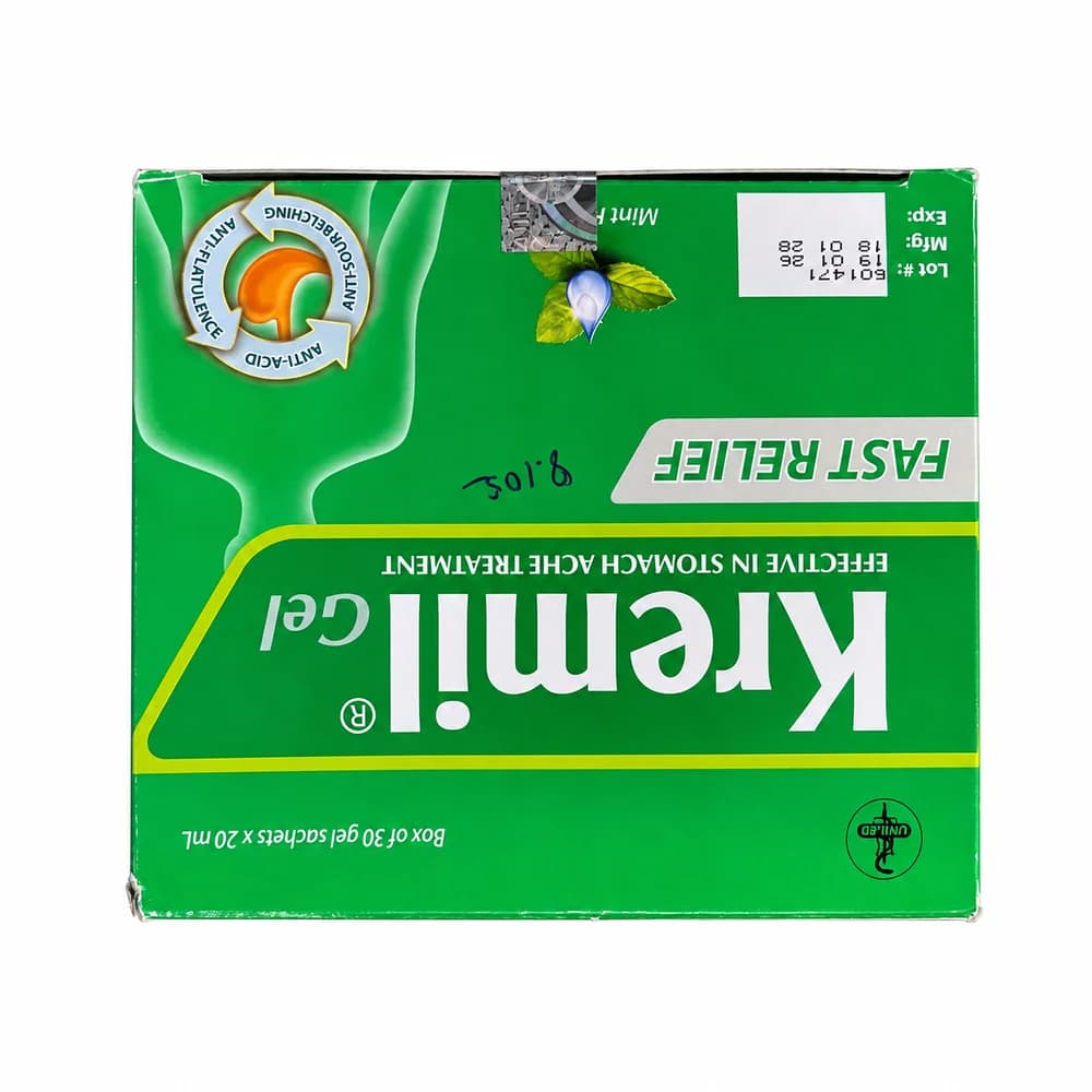 Kremil Gel 356 mg aluminum hydroxide / 466 mg magnesium trisilicate / 20 mg simethicone per 20 mL