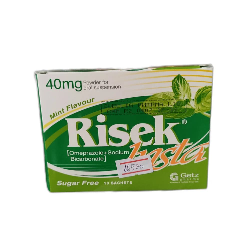 Risek Insta Omeprazole 40 mg, Sodium Bicarbonate 1680 mg per sachet