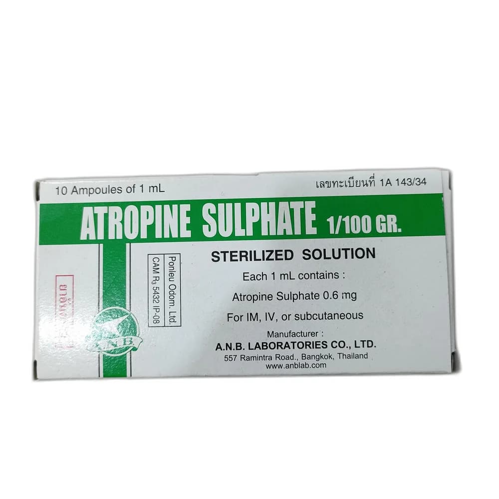 Atropine Sulphate 0.6 mg/mL (1/100 gr)