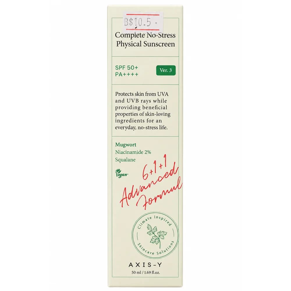 AXIS-Y Complete No-Stress Physical Sunscreen Ver. 3 SPF 50+ PA++++, 50 ml