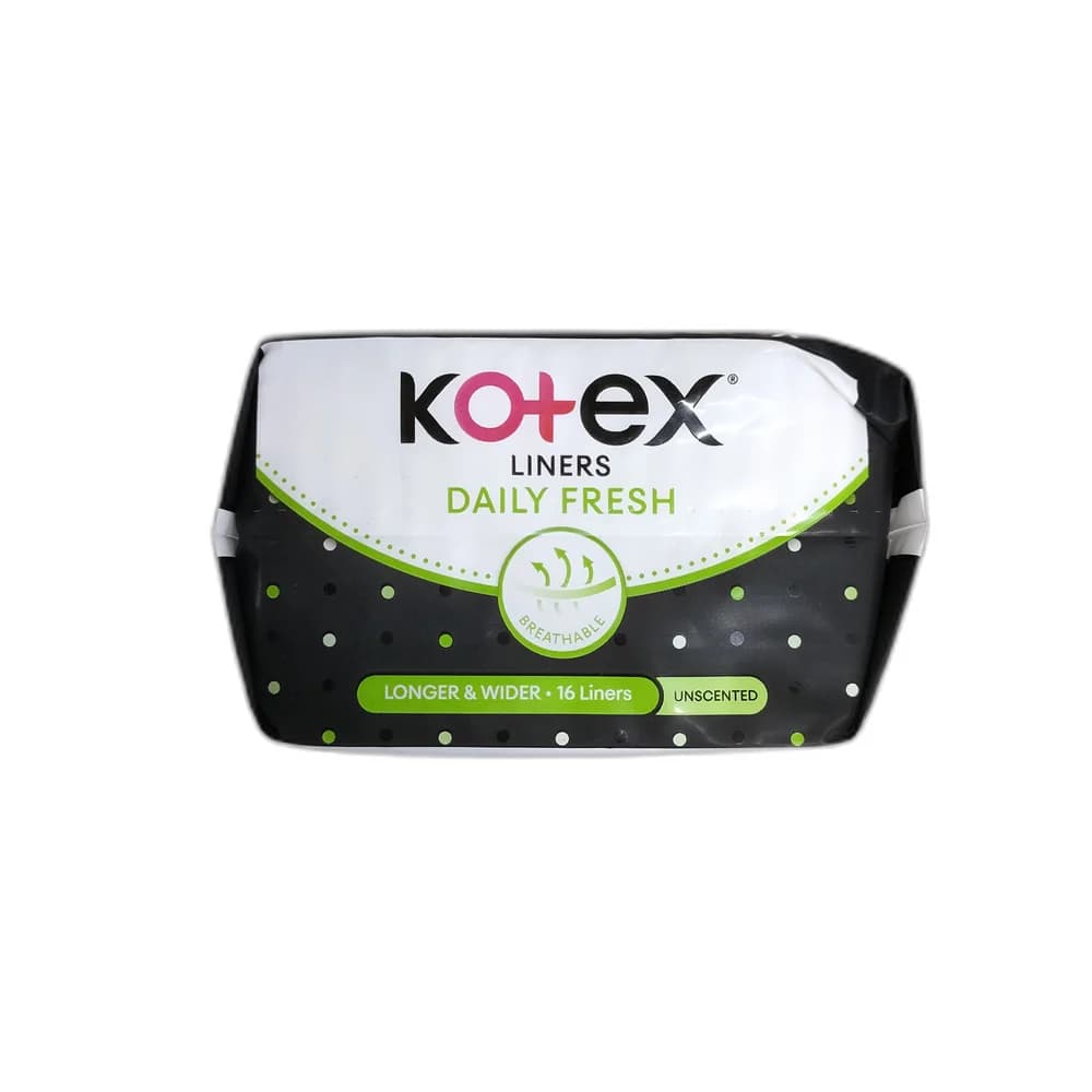 Kotex Liners Daily Fresh Longer & Wider Unscented 16 liners