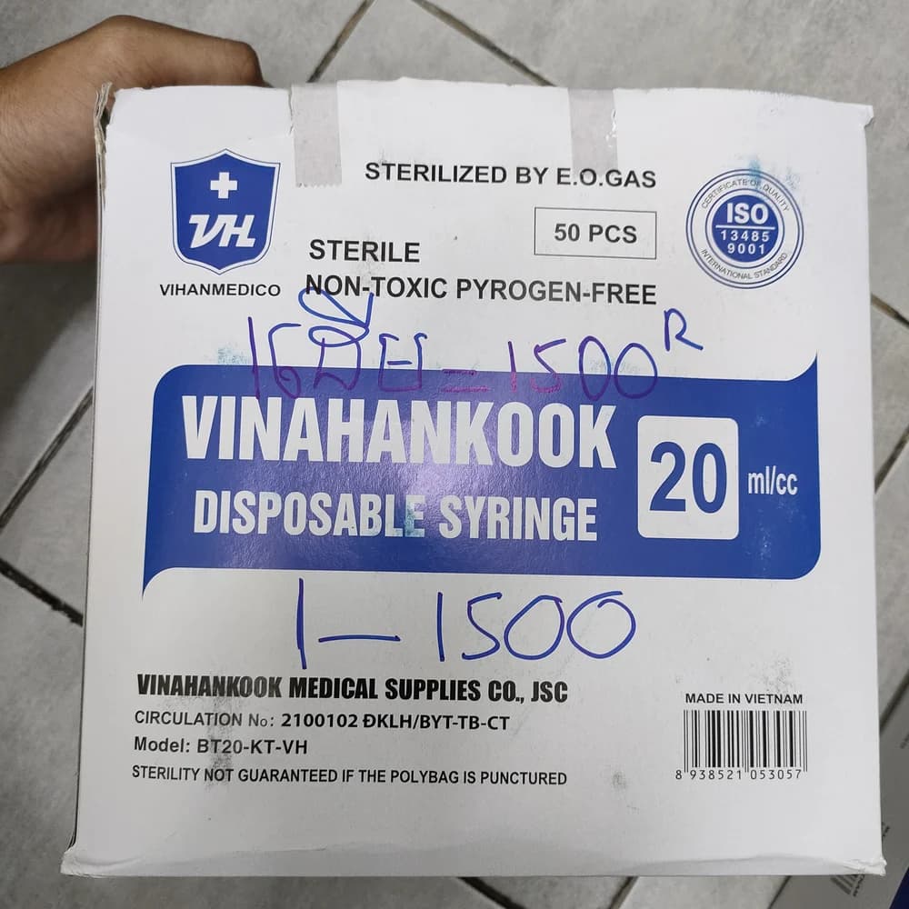 Vinahankook Disposable Syringe 20ml Sterile disposable syringe, 20 ml/cc