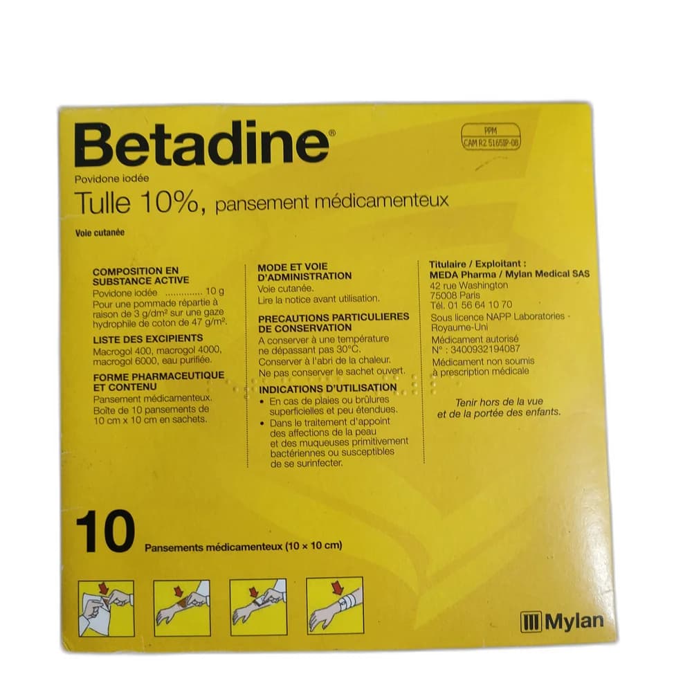 Betadine Tulle 10% 10 cm x 10 cm