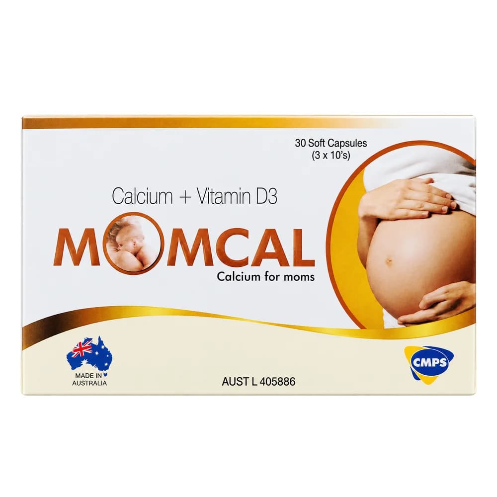 MOMCAL Calcium carbonate 625 mg (equivalent calcium 250 mg) + cholecalciferol 10 µg (400 IU) per capsule