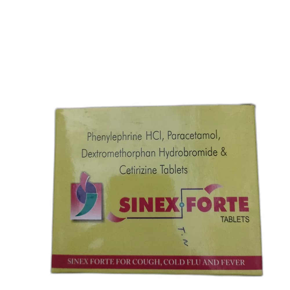 Sinex Forte Phenylephrine HCl 5 mg + Paracetamol 500 mg + Dextromethorphan HBr 10 mg + Cetirizine HCl 5 mg