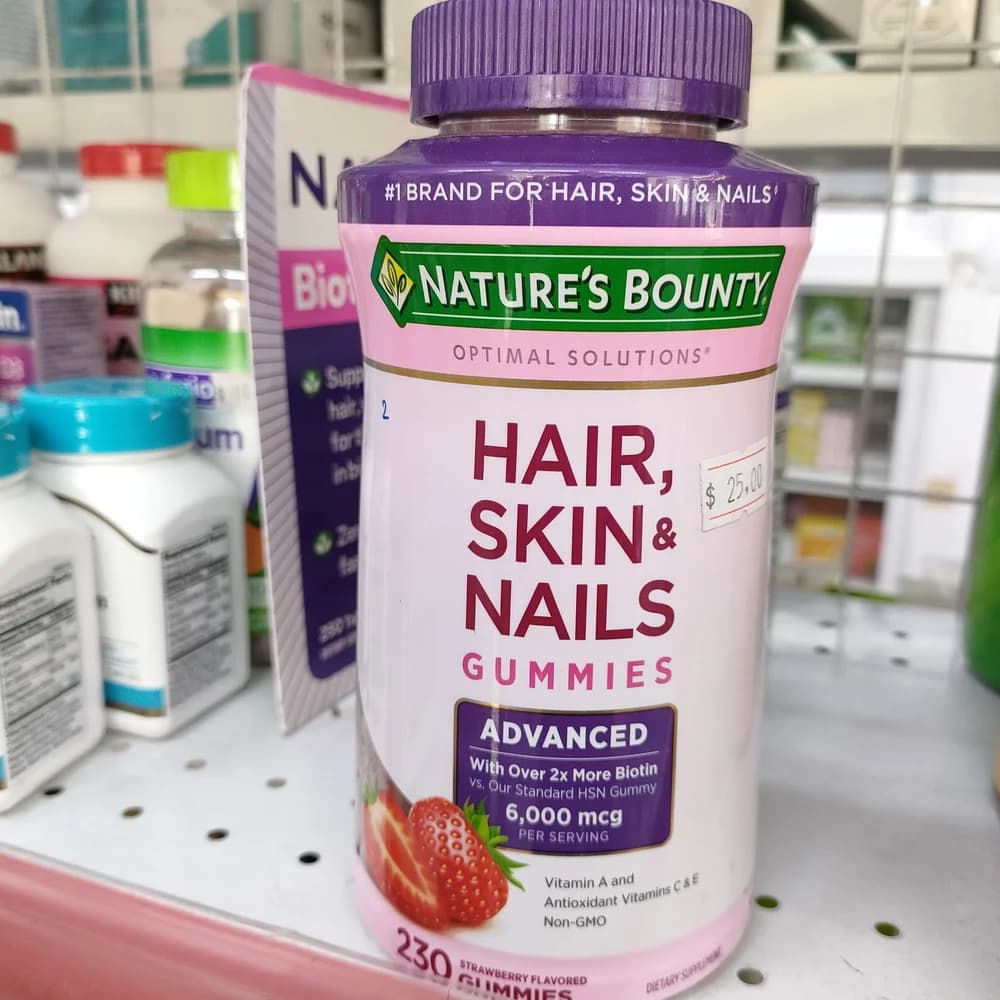 Nature's Bounty Optimal Solutions Hair, Skin & Nails Gummies 6,000 mcg biotin per serving (2 gummies)