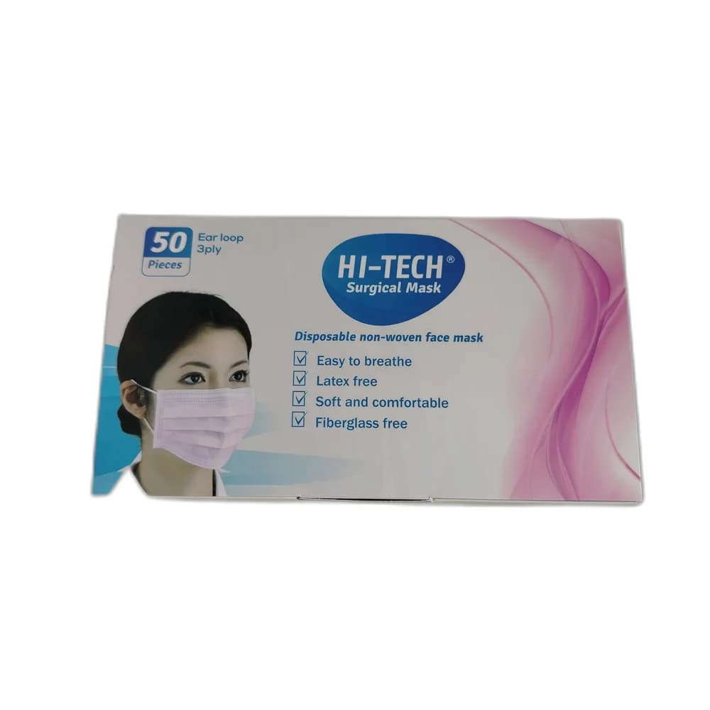 Hi-Tech Surgical Mask 50 pieces, 3-ply, ear loop