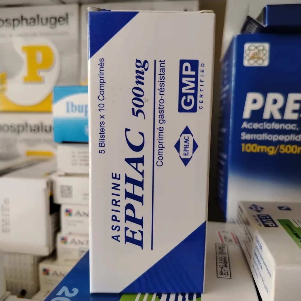 Aspirine EPHAC 500 Acetylsalicylic acid 500 mg per gastro-resistant tablet
