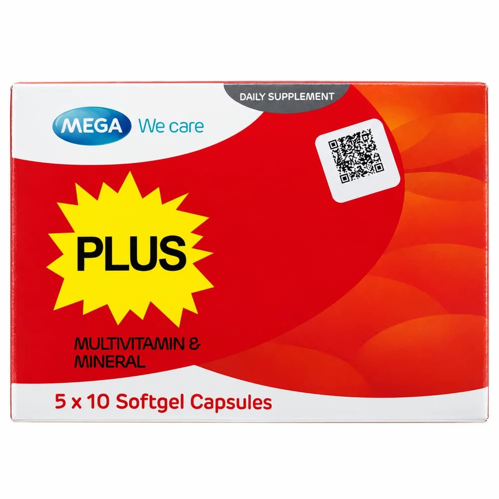 PLUS Multivitamin and mineral formula; 18 listed nutrients per softgel