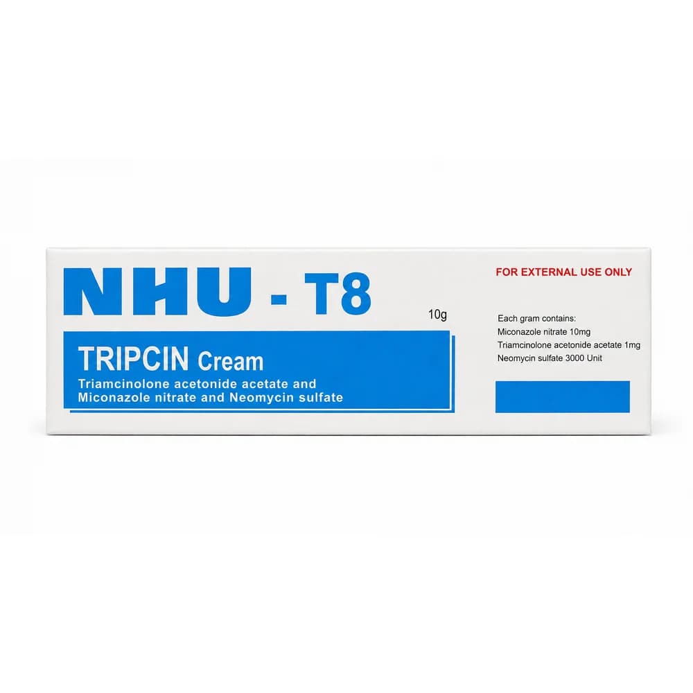 NHU - T8 TRIPCIN Cream (Triamcinolone acetonide acetate, Miconazole nitrate, Neomycin sulfate 10g) Topical use