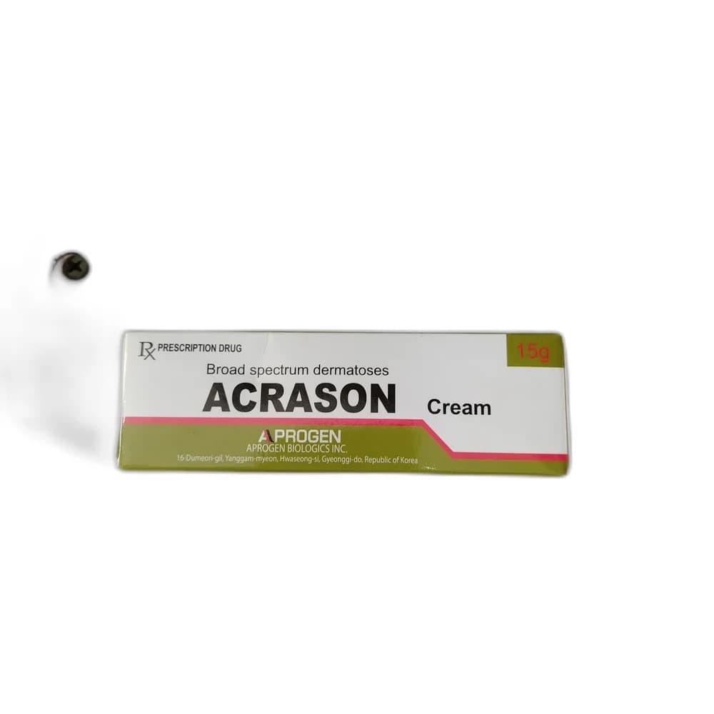 Acrason 15 g cream; each g contains Betamethasone Dipropionate 0.64 mg, Clotrimazole 10 mg and Gentamicin Sulfate 1.0 mg