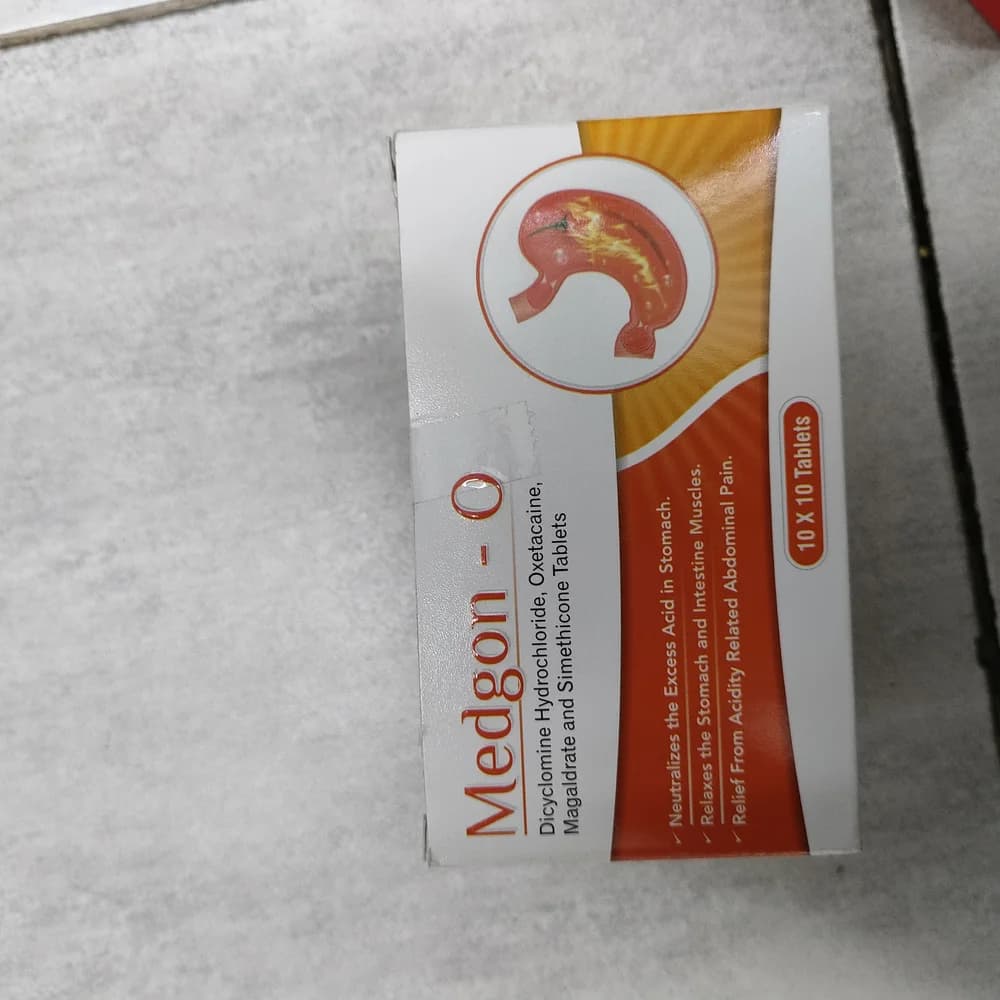 Medgon-O Dicyclomine 10 mg / Oxetacaine 10 mg / Magaldrate 400 mg / Simethicone 25 mg per tablet