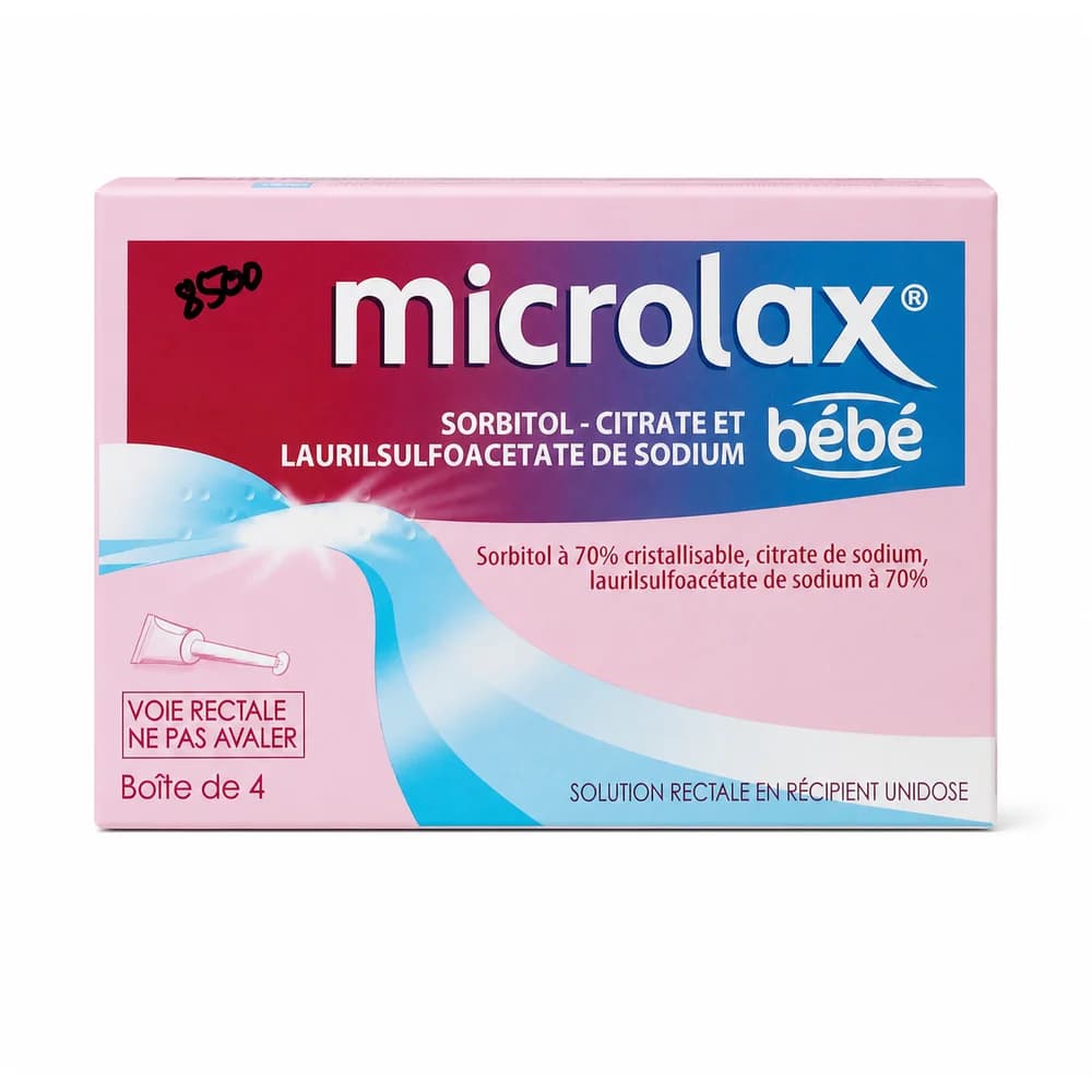 Microlax bébé Sorbitol 2.679 g + sodium citrate 0.270 g + sodium laurilsulfoacetate 0.0387 g per single-dose container