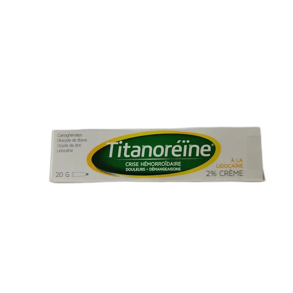 Titanoreine Per 100 g of cream: Carrageenan 2.50 g; Titanium Dioxide 2.00 g; Zinc Oxide 2.00 g; Lidocaine 2.00 g (2% w/w)