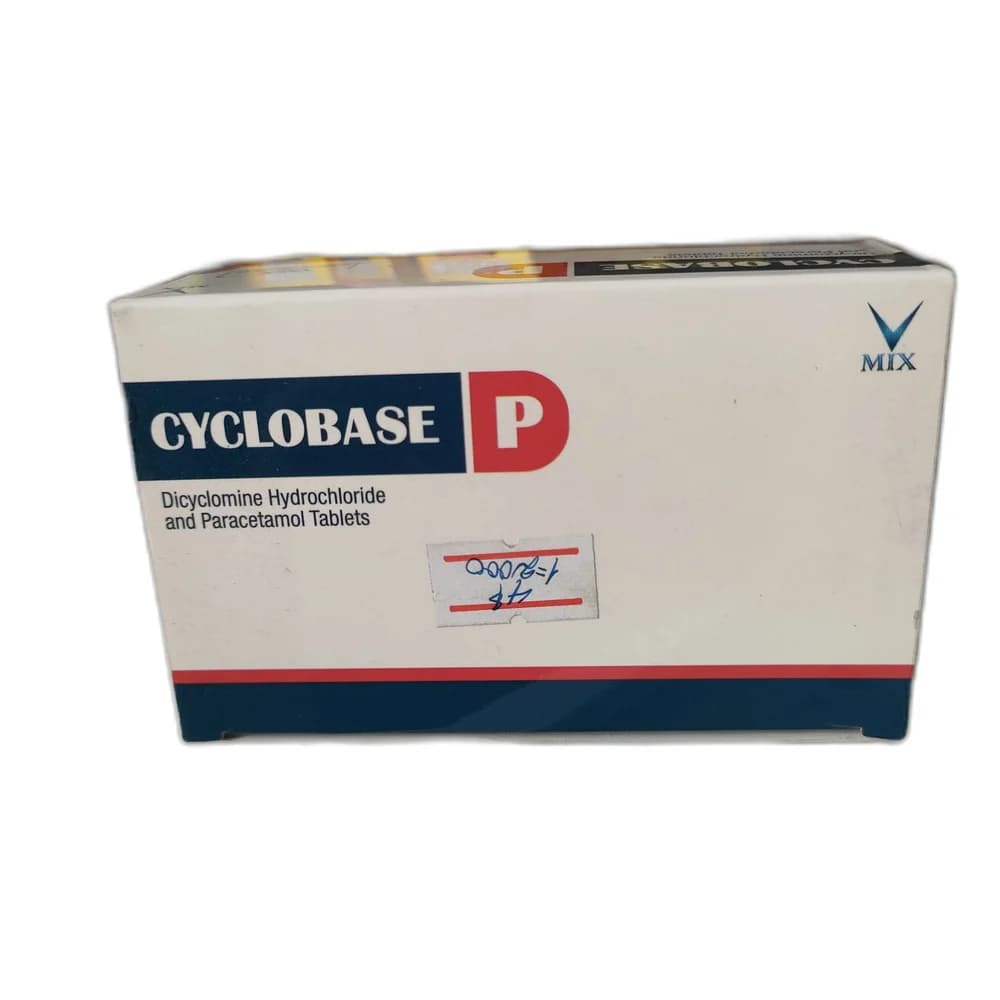 Cyclobase P Dicyclomine HCl 20 mg / Paracetamol 500 mg per tablet