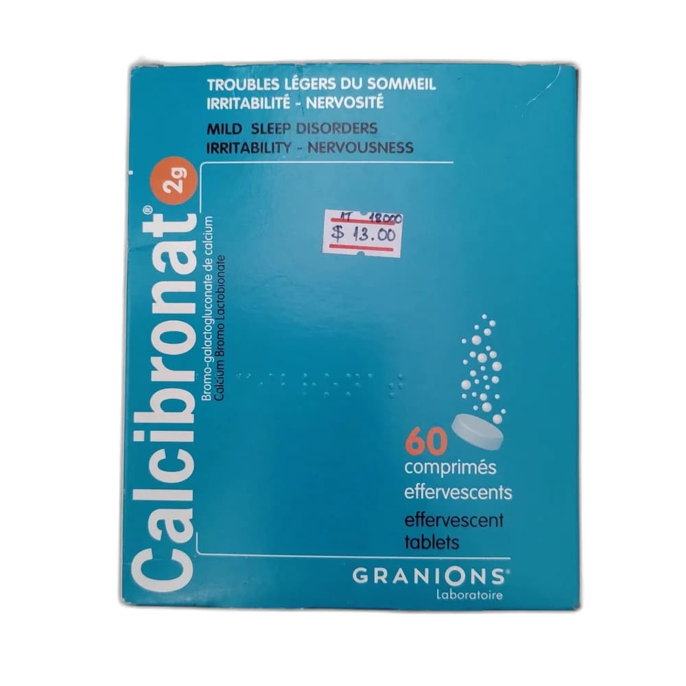 Calcibronat 2 g per effervescent tablet (calcium 150.7 mg / bromine 301 mg)
